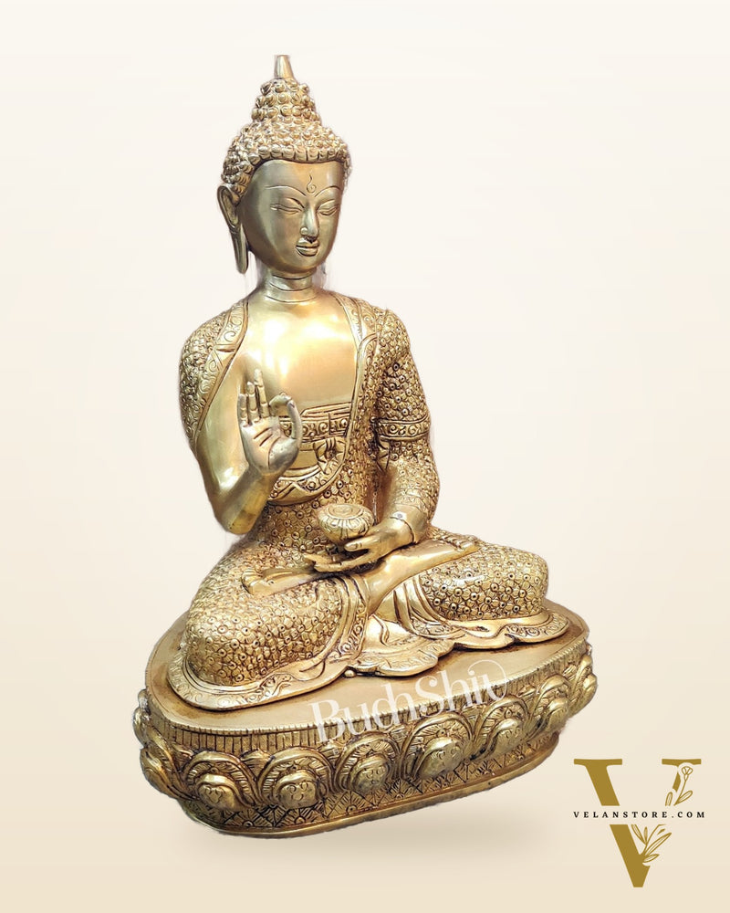 Superfine Brass Buddha Statue | Abhaya Mudra | 16 inches