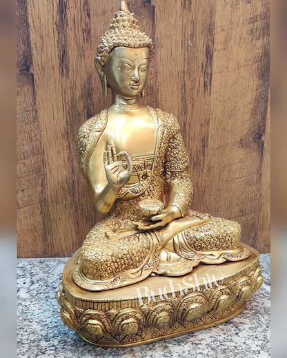 Superfine Brass Buddha Statue | Abhaya Mudra | 16 inches