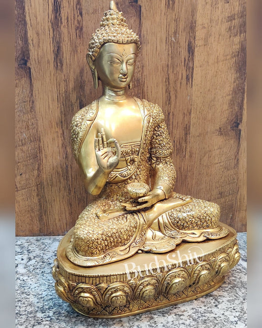 Superfine Brass Buddha Statue | Abhaya Mudra | 16 inches