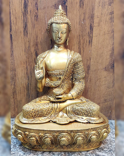 Superfine Brass Buddha Statue | Abhaya Mudra | 16 inches