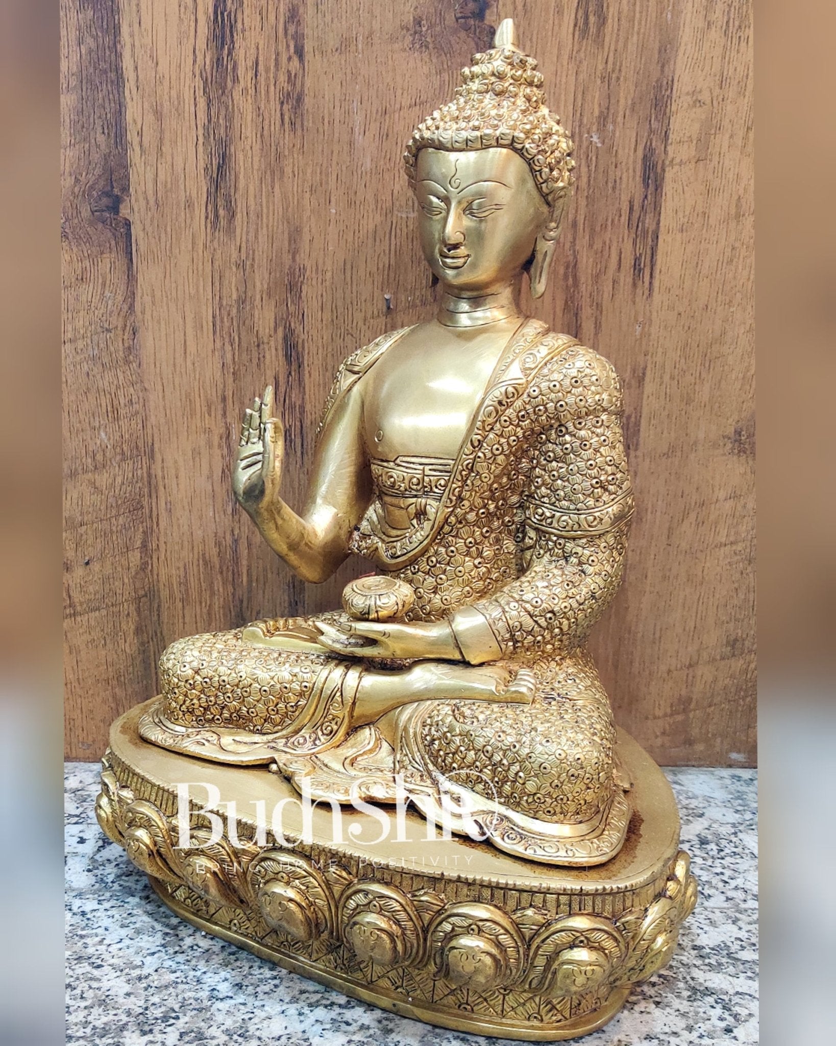 Superfine Brass Buddha Statue | Abhaya Mudra | 16 inches