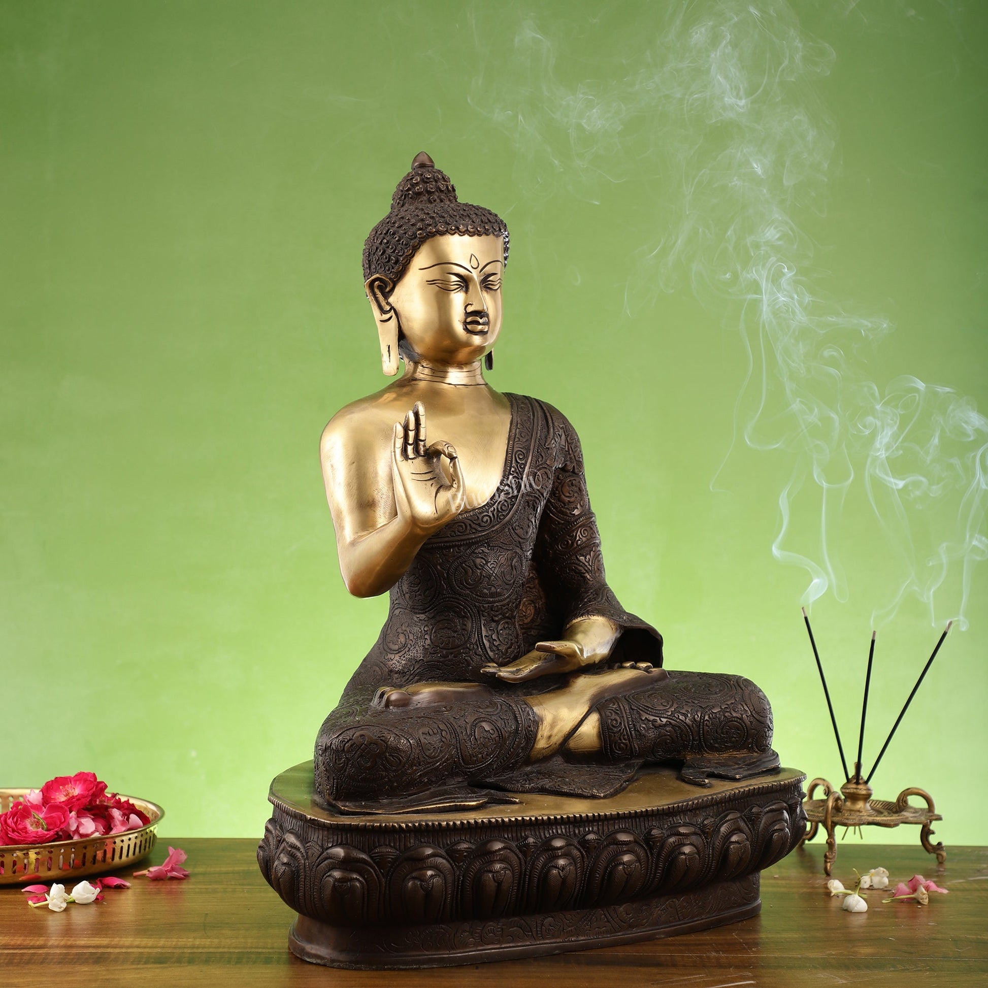 Superfine Brass Buddha Statue | Abhaya Mudra | 21 inch