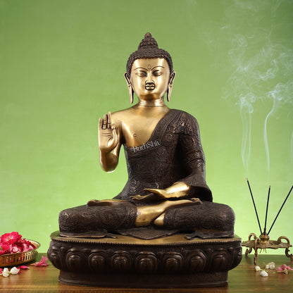 Superfine Brass Buddha Statue | Abhaya Mudra | 21 inch