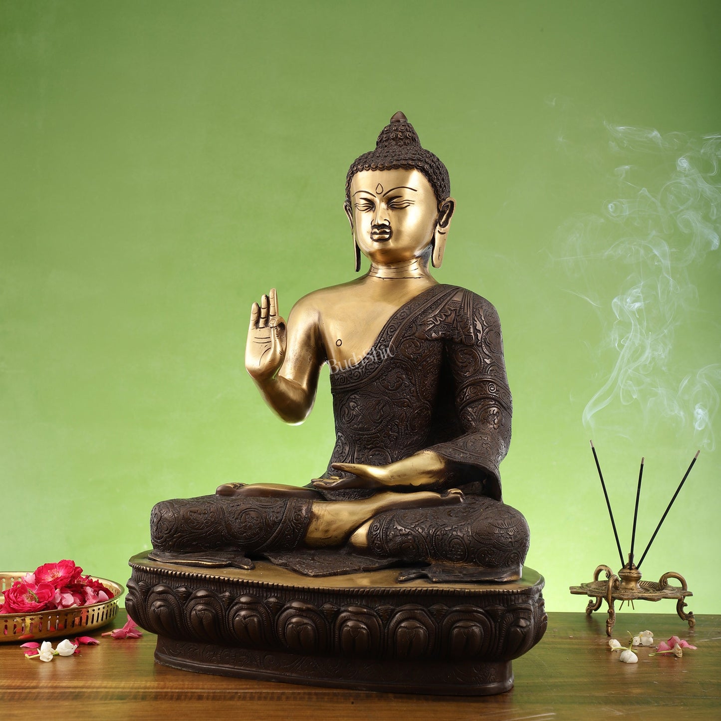 Superfine Brass Buddha Statue | Abhaya Mudra | 21 inch