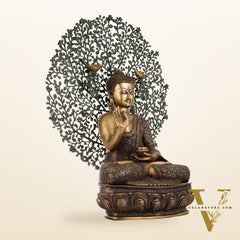 Superfine Brass Buddha with Bodhi Tree Kalpavriksha Statue 30 inch