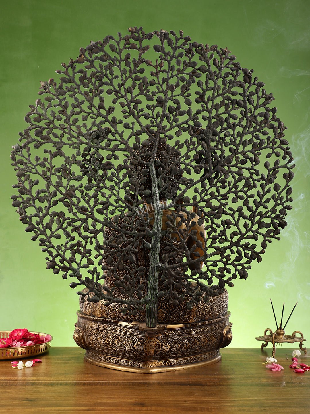 Superfine Brass Buddha with Bodhi Tree Kalpavriksha Statue 30 inch
