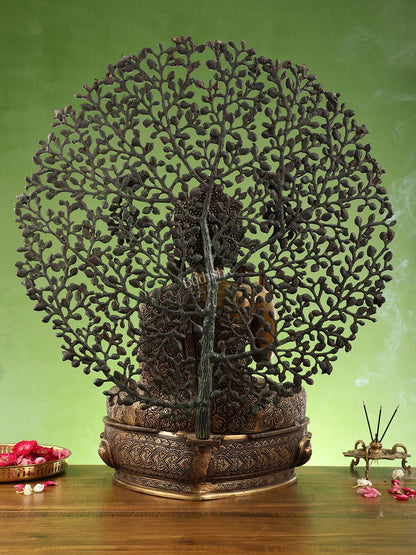 Superfine Brass Buddha with Bodhi Tree Kalpavriksha Statue 30 inch