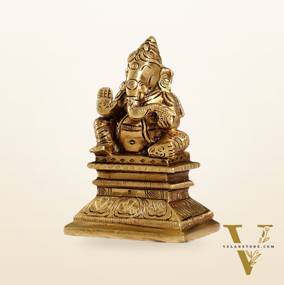 Superfine Brass Chola Ganesh Idol | Height 4 inch