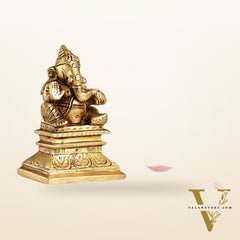 Superfine Brass Chola Ganesh Idol | Height 4 inch