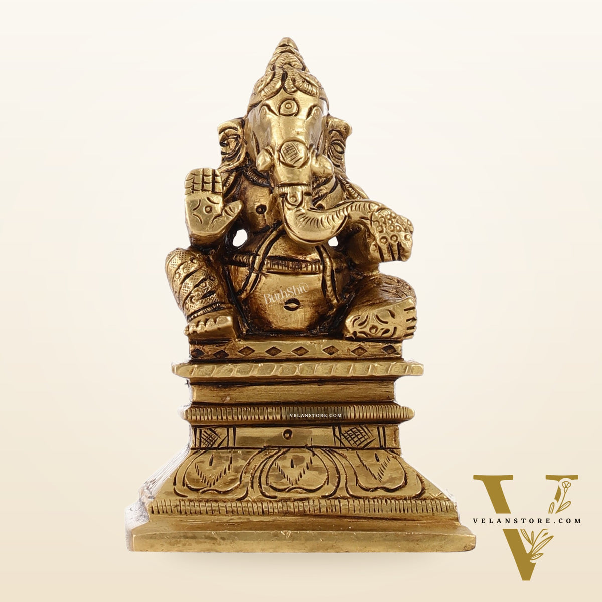 Superfine Brass Chola Ganesh Idol | Height 4 inch