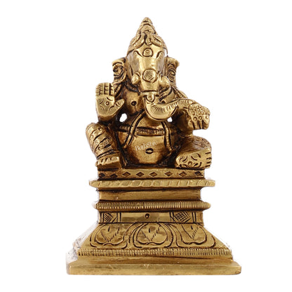 Superfine Brass Chola Ganesh Idol | Height 4 inch