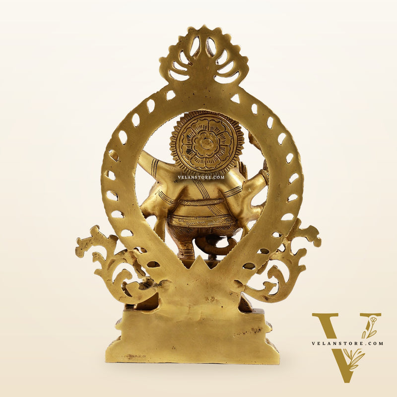 Superfine Brass Dancing Ganesha with Six Arms Idol Statue Murti 11 inch