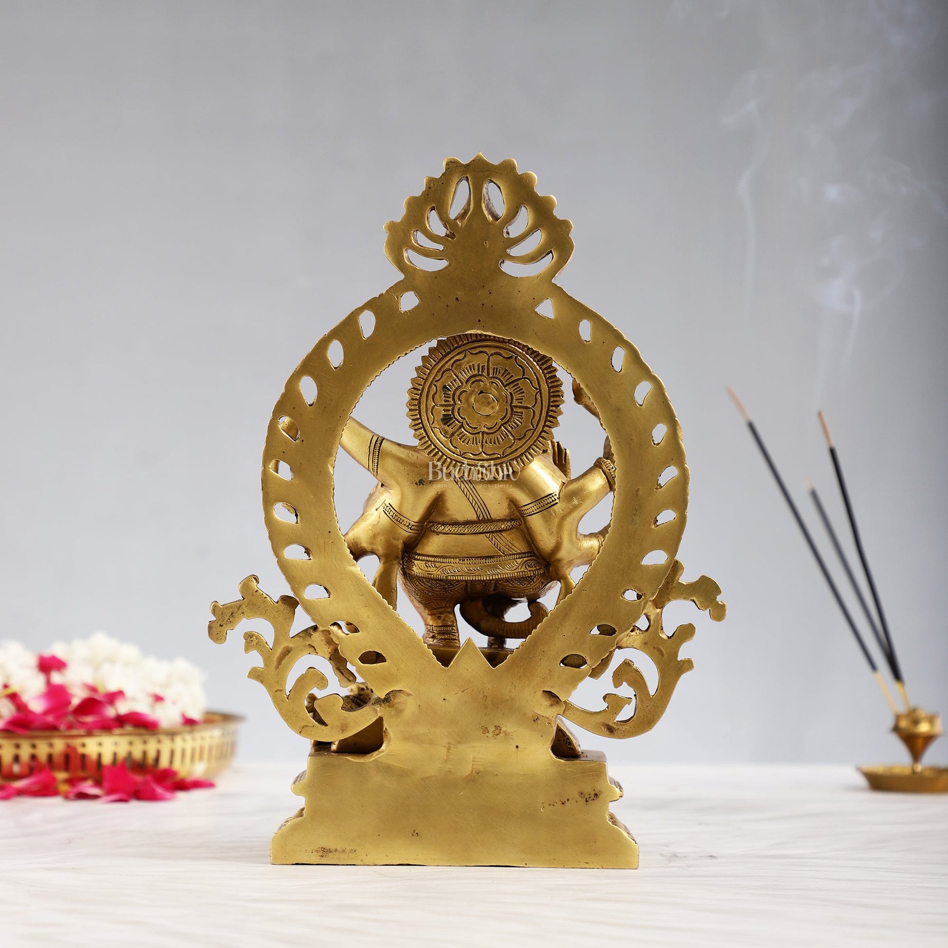 Superfine Brass Dancing Ganesha with Six Arms Idol Statue Murti 11 inch