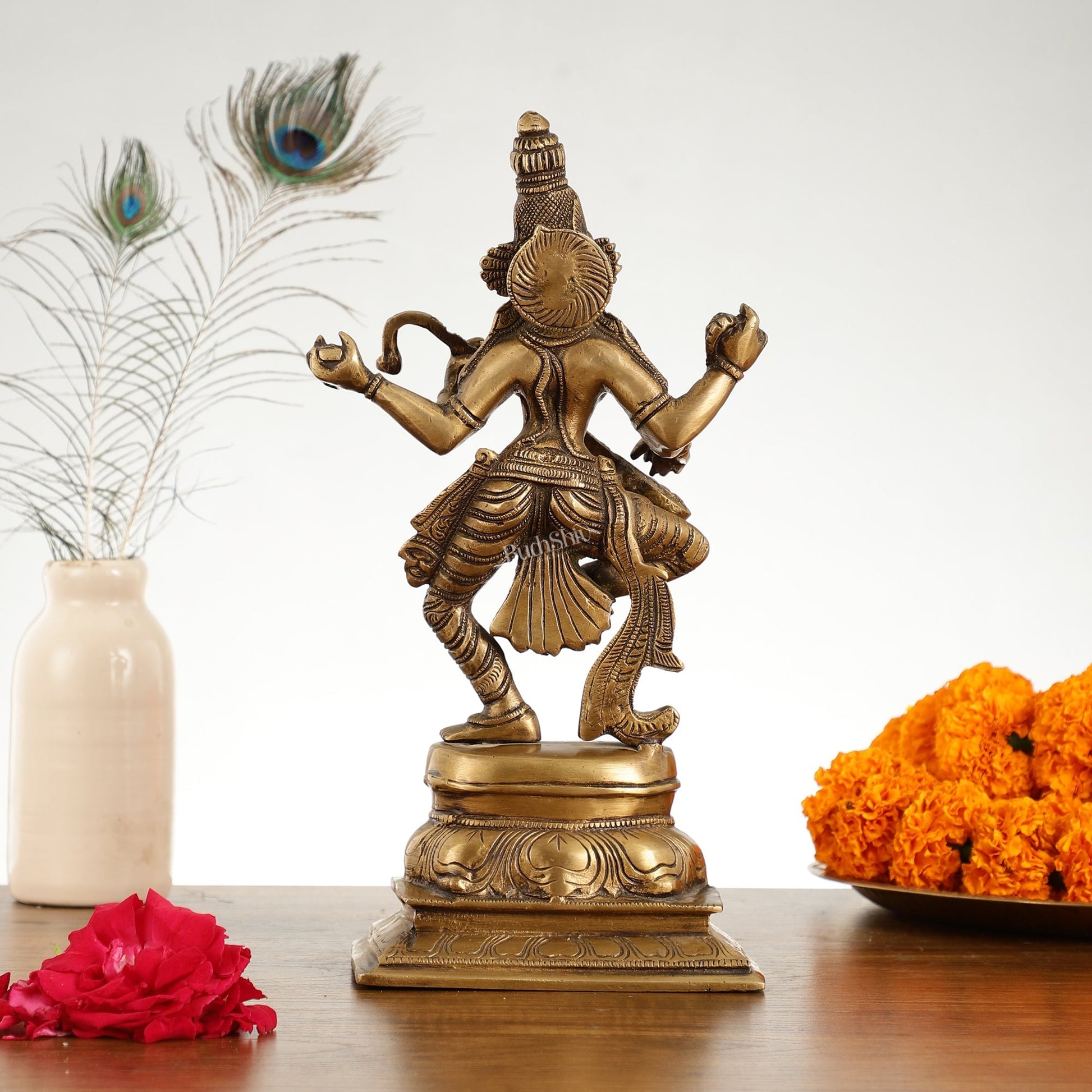 Superfine Brass Dancing Goddess Saraswati Idol - 12 Inch