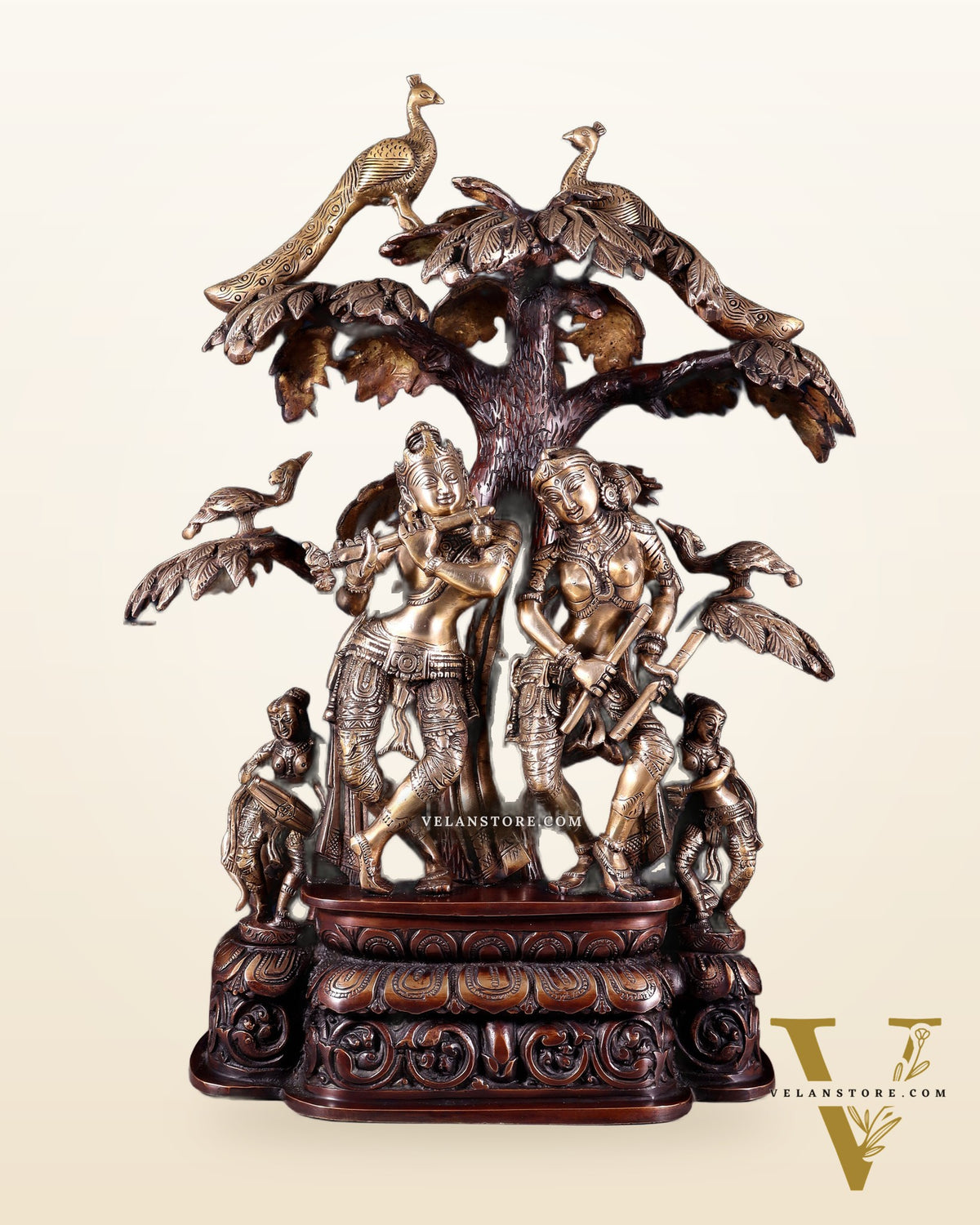 Superfine Brass dancing Radha Krishna Idol 24 inch dual tone