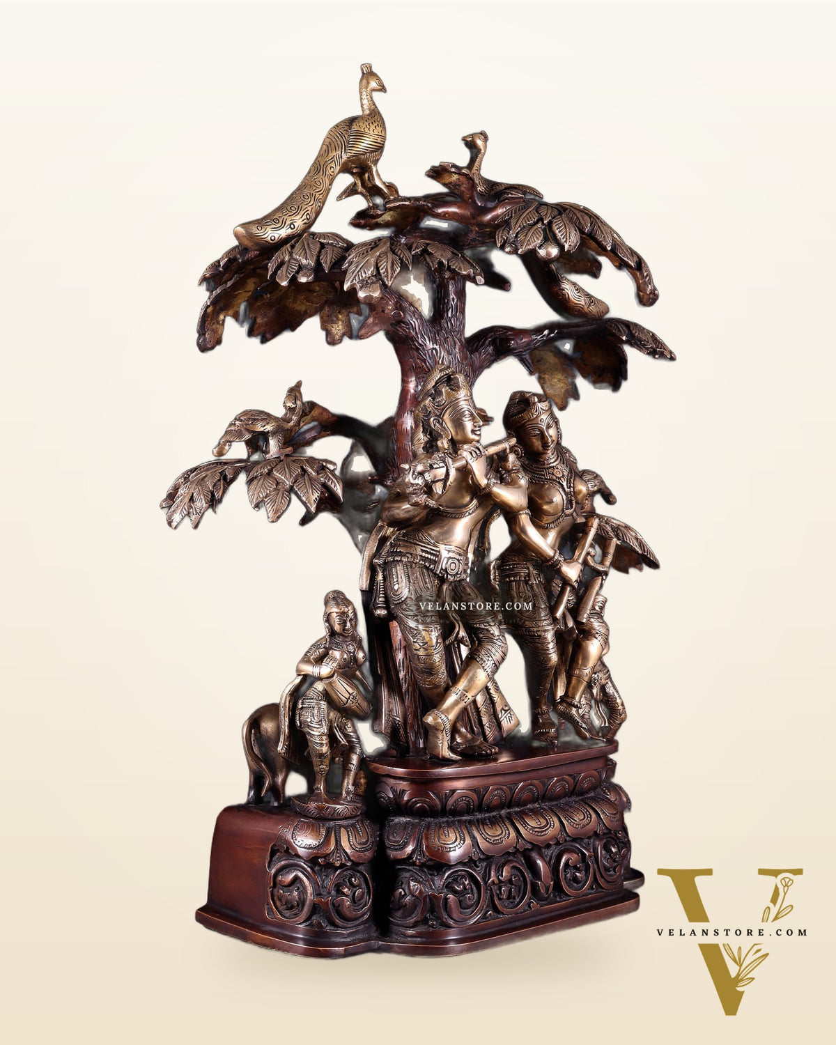 Superfine Brass dancing Radha Krishna Idol 24 inch dual tone