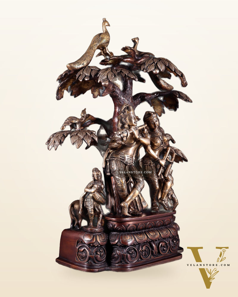 Superfine Brass dancing Radha Krishna Idol 24 inch dual tone