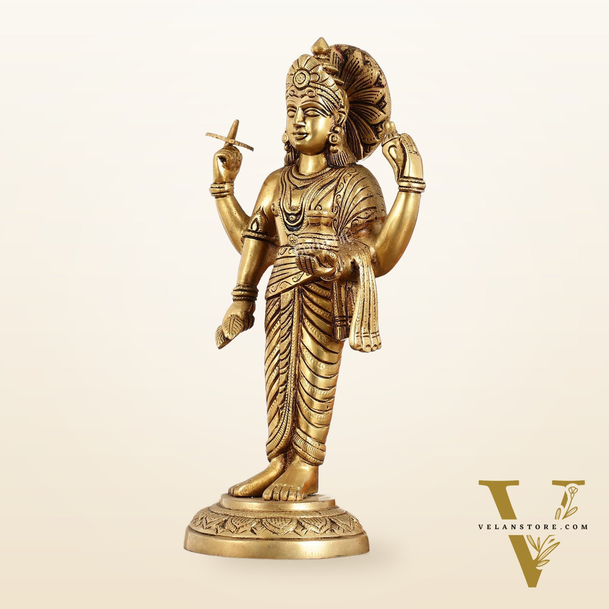 Superfine Brass Dhanvantari Statue - 12.5 Inch