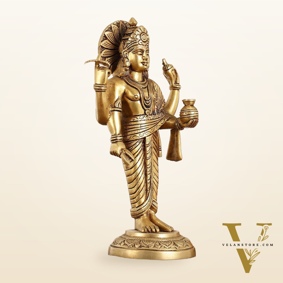 Superfine Brass Dhanvantari Statue - 12.5 Inch