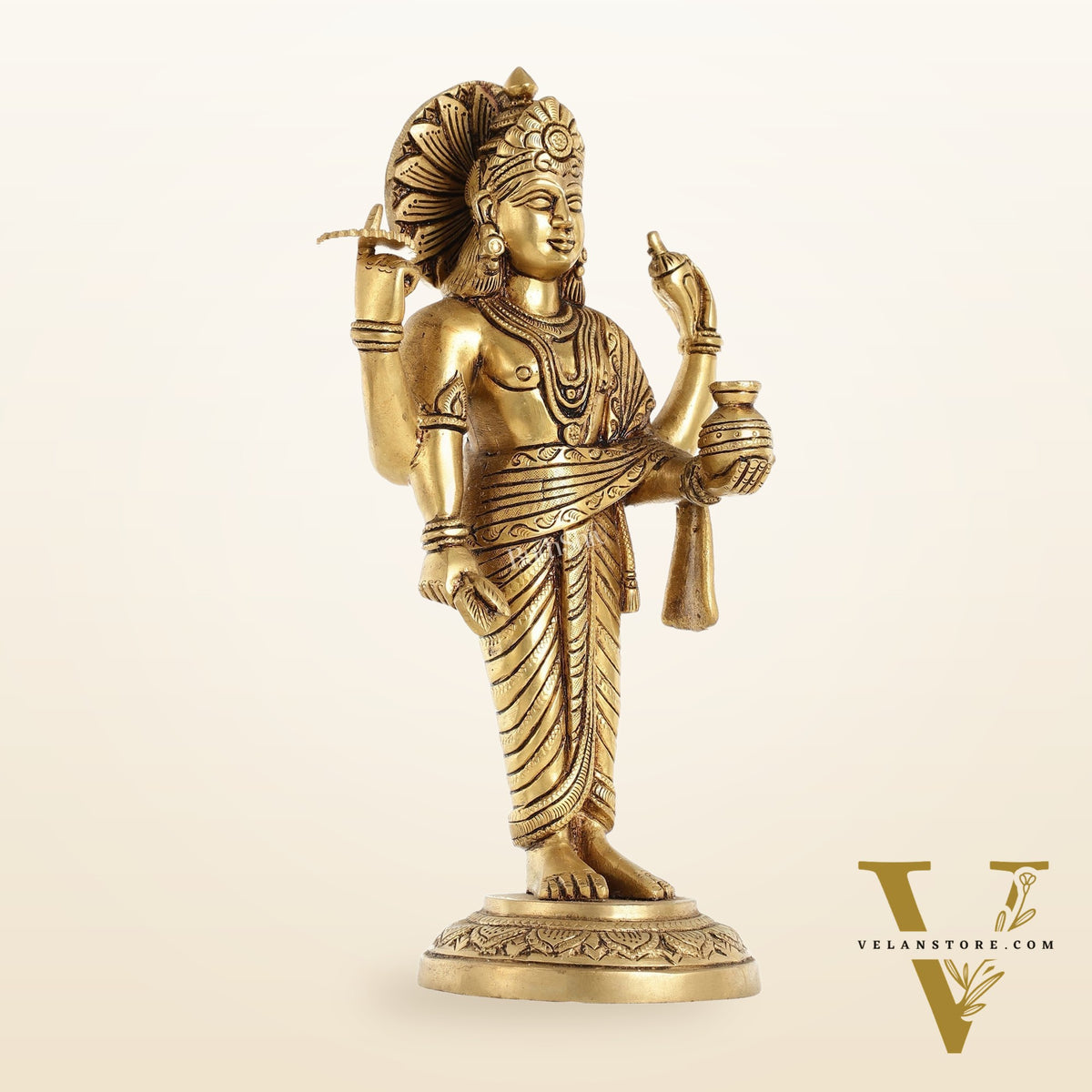 Superfine Brass Dhanvantari Statue - 12.5 Inch
