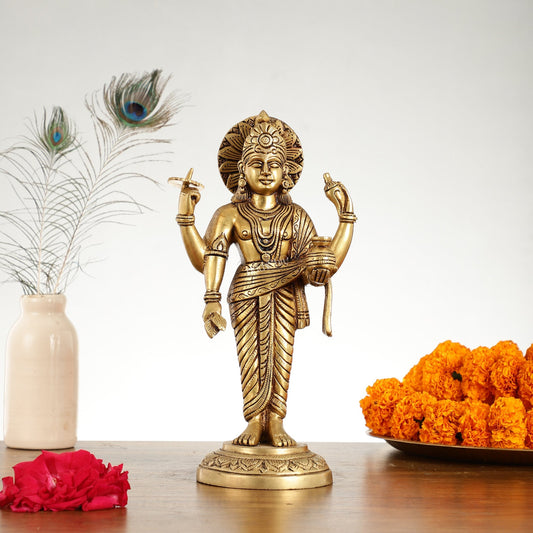 Superfine Brass Dhanvantari Statue - 12.5 Inch