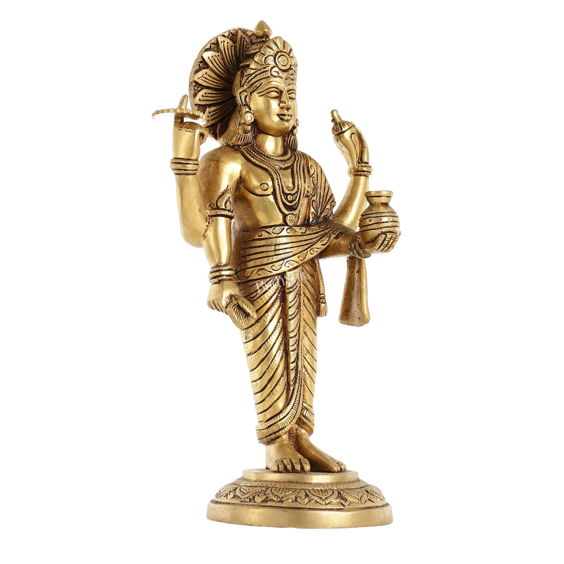 Superfine Brass Dhanvantari Statue - 12.5 Inch