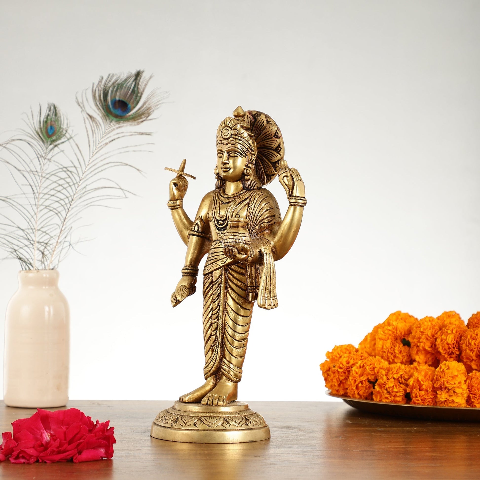 Superfine Brass Dhanvantari Statue - 12.5 Inch