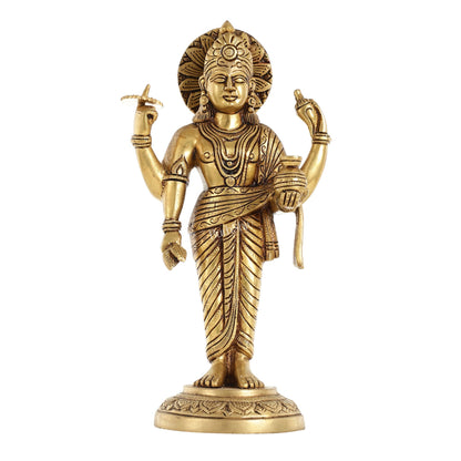 Superfine Brass Dhanvantari Statue - 12.5 Inch