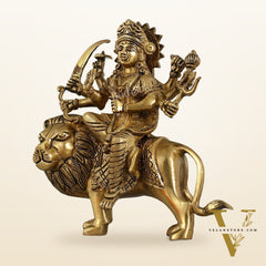 Superfine Brass Durga Sherawali Idol - 7.5 Inch