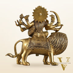 Superfine Brass Durga Sherawali Idol - 7.5 Inch