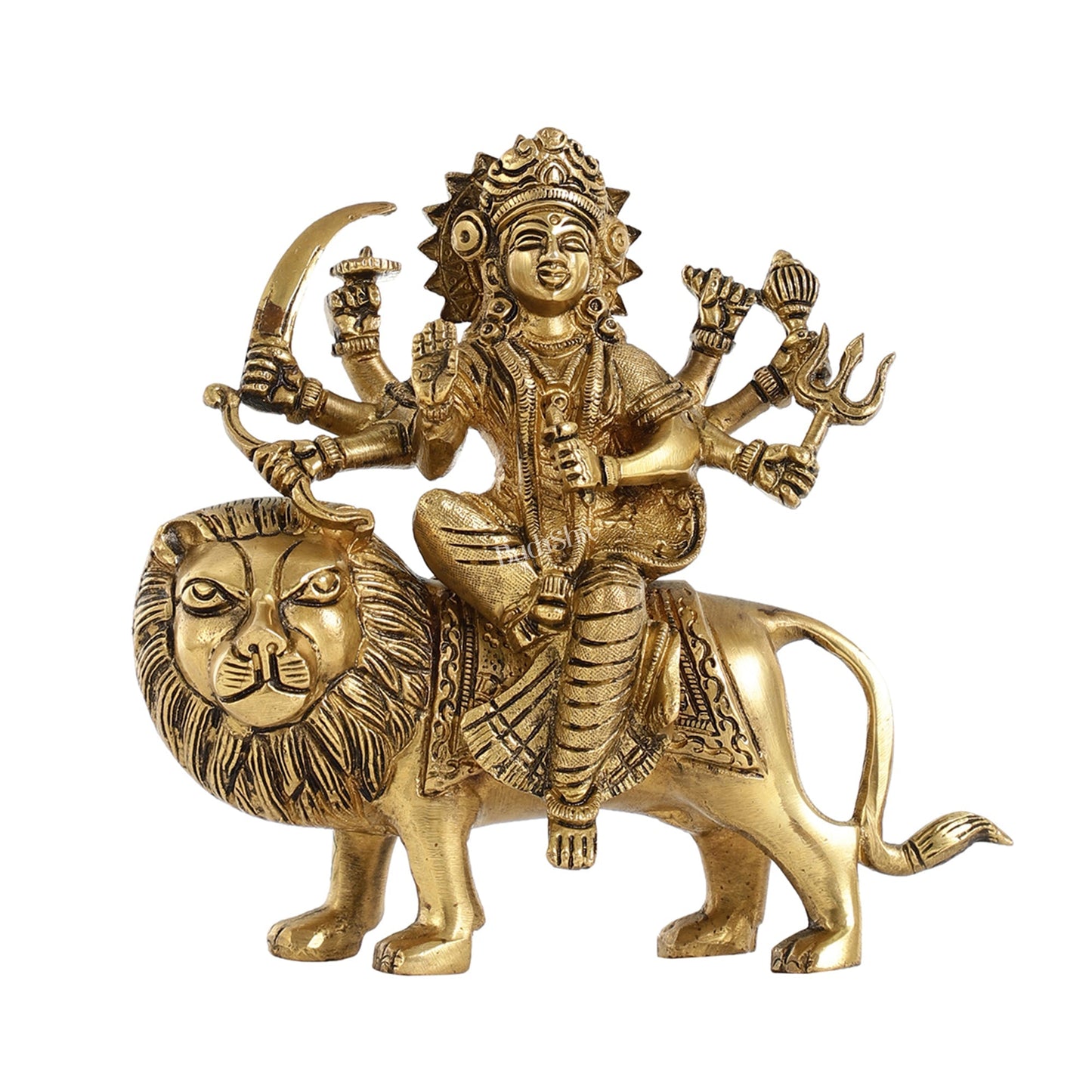 Superfine Brass Durga Sherawali Idol - 7.5 Inch