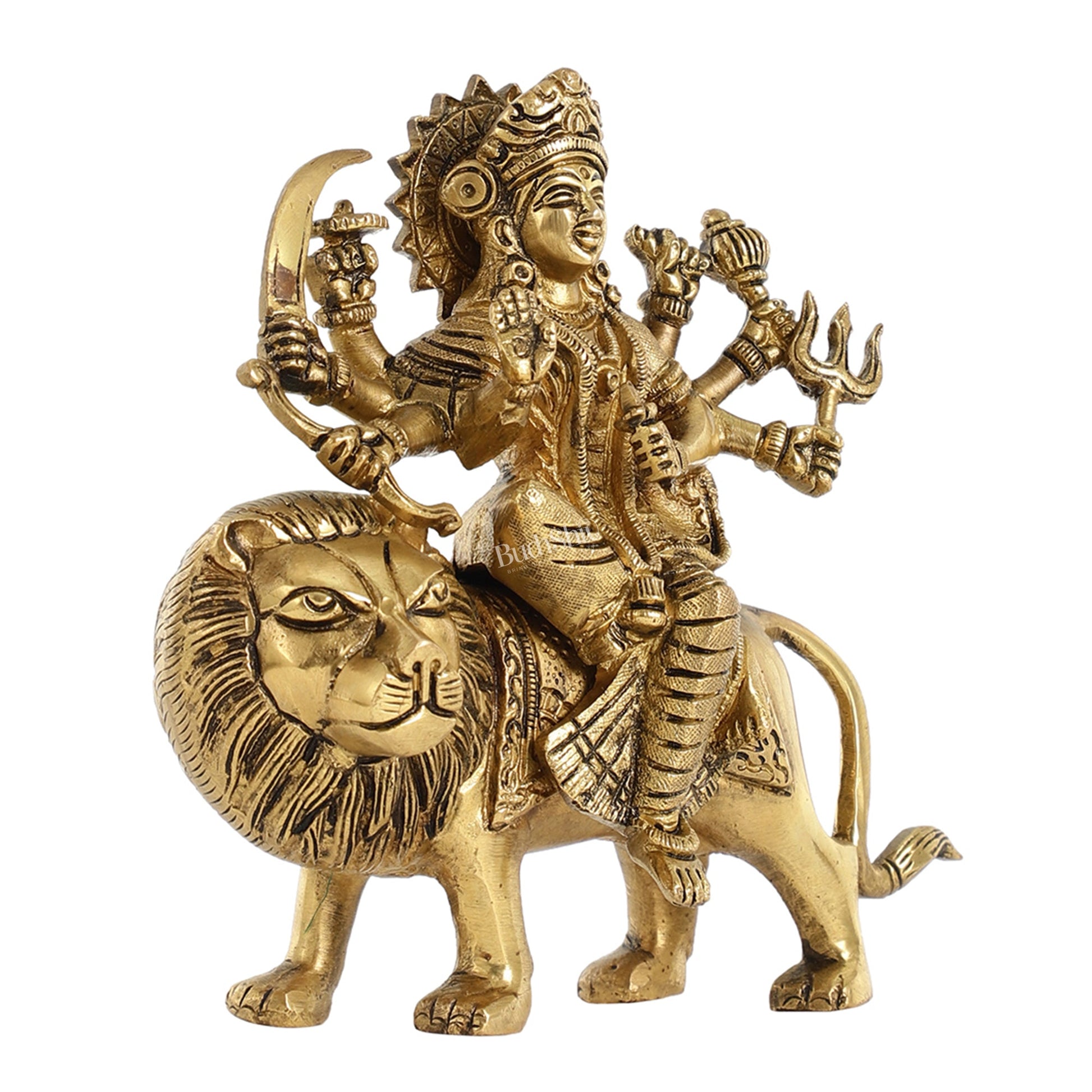 Superfine Brass Durga Sherawali Idol - 7.5 Inch