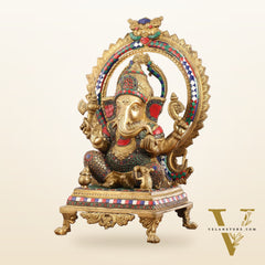 Superfine Brass Ganapathi Statue - 20x13x10 Inch