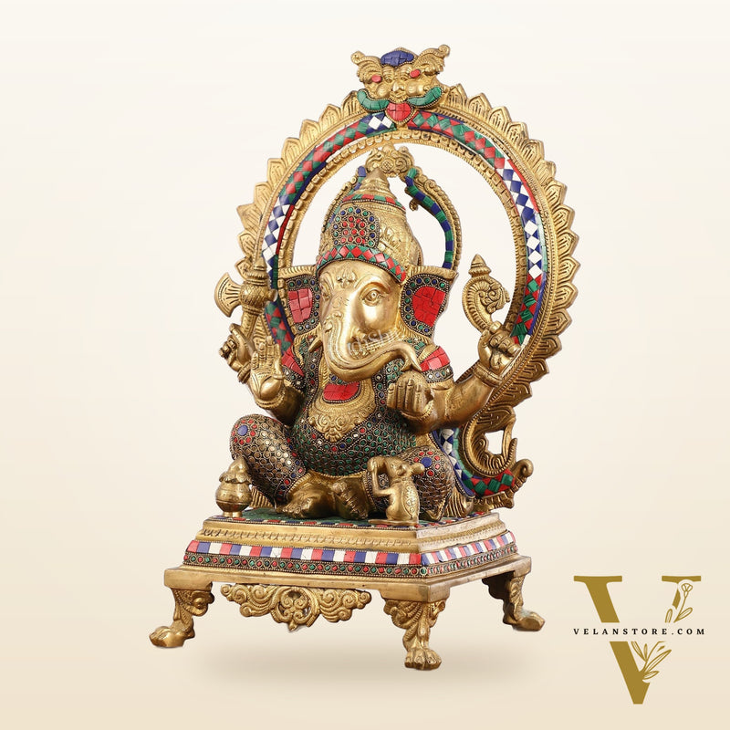 Superfine Brass Ganapathi Statue - 20x13x10 Inch