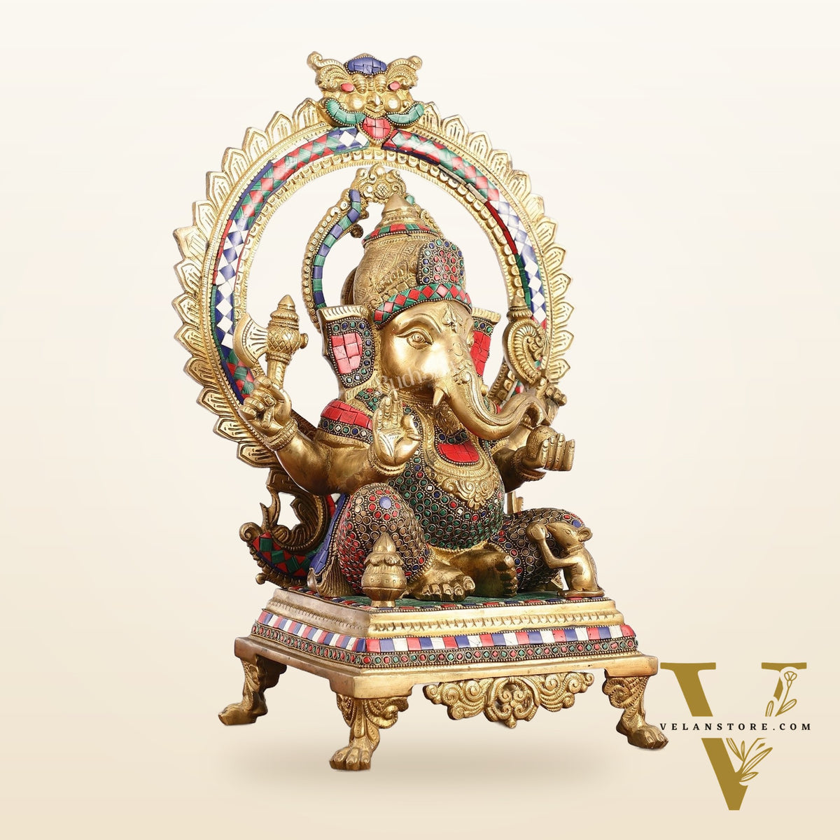 Superfine Brass Ganapathi Statue - 20x13x10 Inch