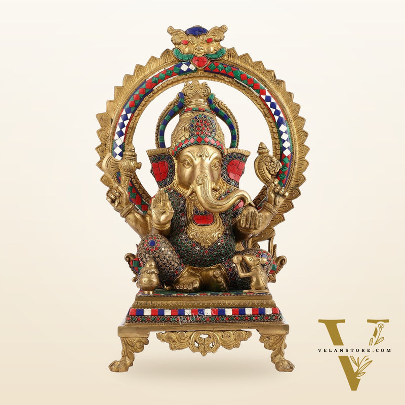 Superfine Brass Ganapathi Statue - 20x13x10 Inch