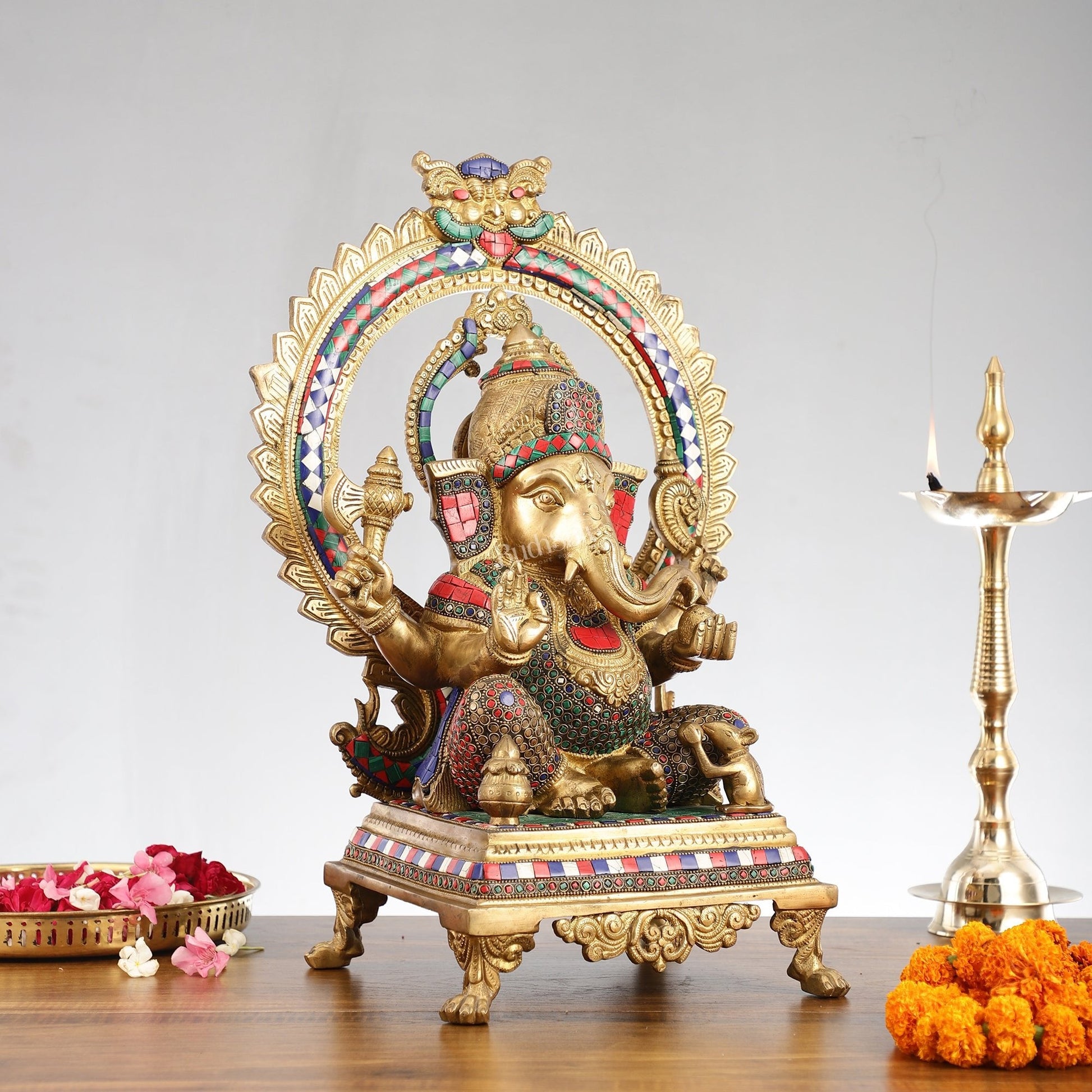 Superfine Brass Ganapathi Statue - 20x13x10 Inch