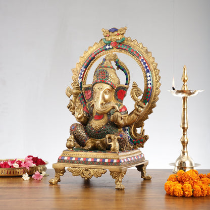 Superfine Brass Ganapathi Statue - 20x13x10 Inch