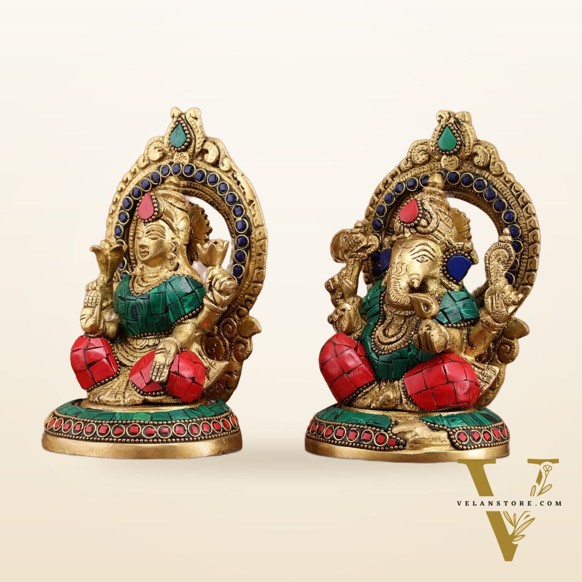 Superfine Brass Ganesh Lakshmi Idol Pair | 5.5-inch, 3 kg