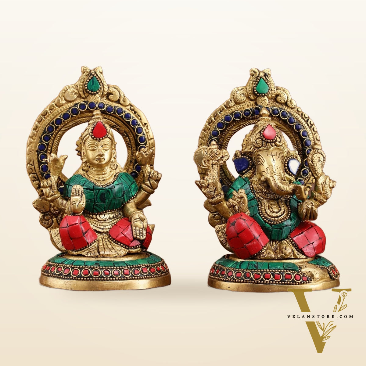 Superfine Brass Ganesh Lakshmi Idol Pair | 5.5-inch, 3 kg
