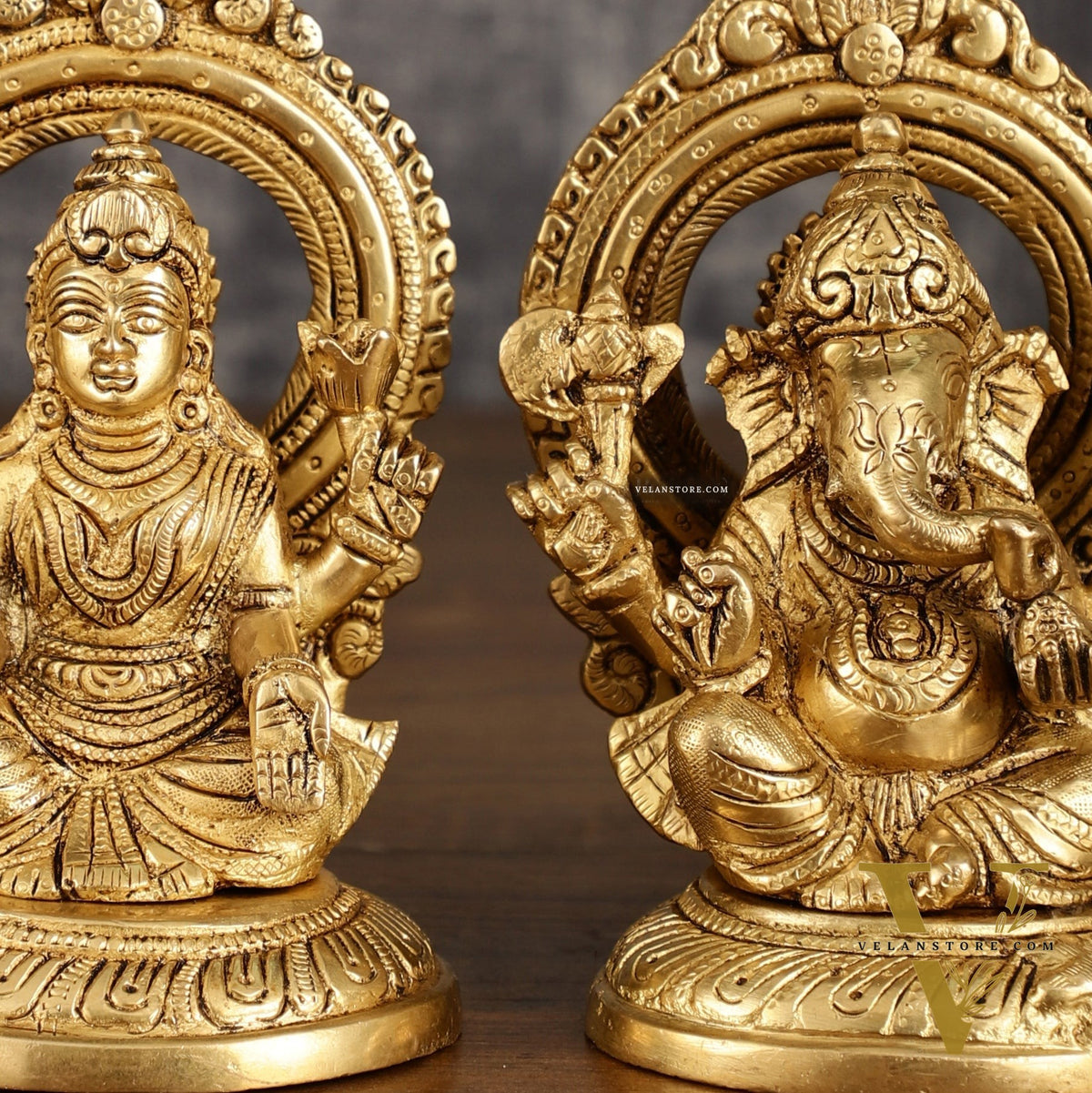 Superfine Brass Ganesh Lakshmi Idol Pair | 5.5 Inch Height