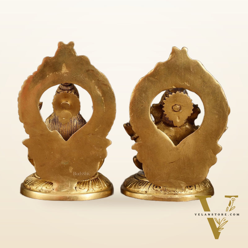 Superfine Brass Ganesh Lakshmi Idol Pair | 5.5 Inch Height