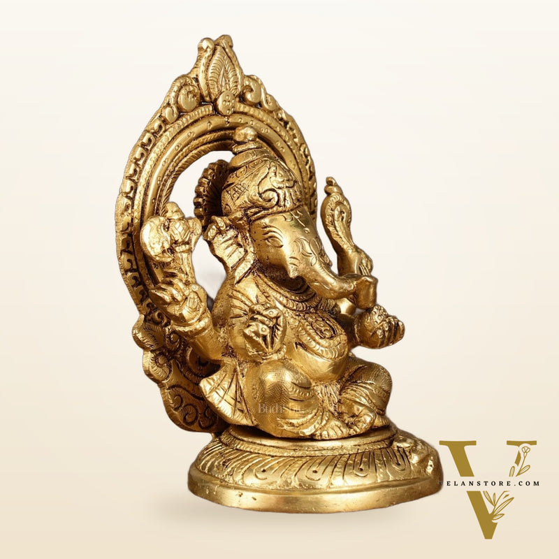 Superfine Brass Ganesh Lakshmi Idol Pair | 5.5 Inch Height