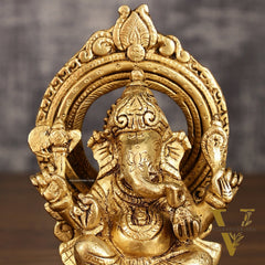 Superfine Brass Ganesh Lakshmi Idol Pair | 5.5 Inch Height