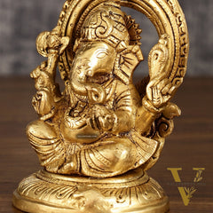 Superfine Brass Ganesh Lakshmi Idol Pair | 5.5 Inch Height