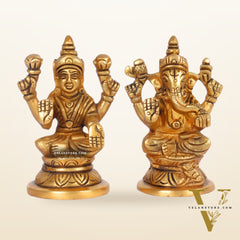 Superfine Brass Ganesha and Lakshmi Idols for Home Temples