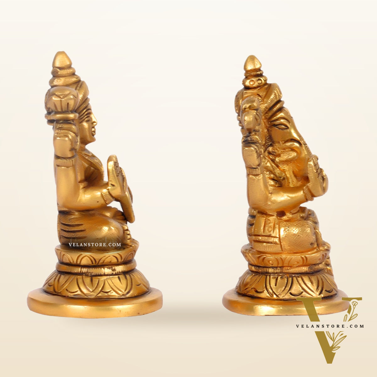 Superfine Brass Ganesha and Lakshmi Idols for Home Temples