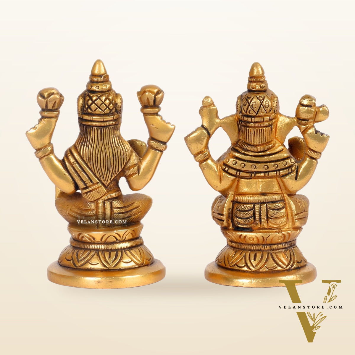 Superfine Brass Ganesha and Lakshmi Idols for Home Temples
