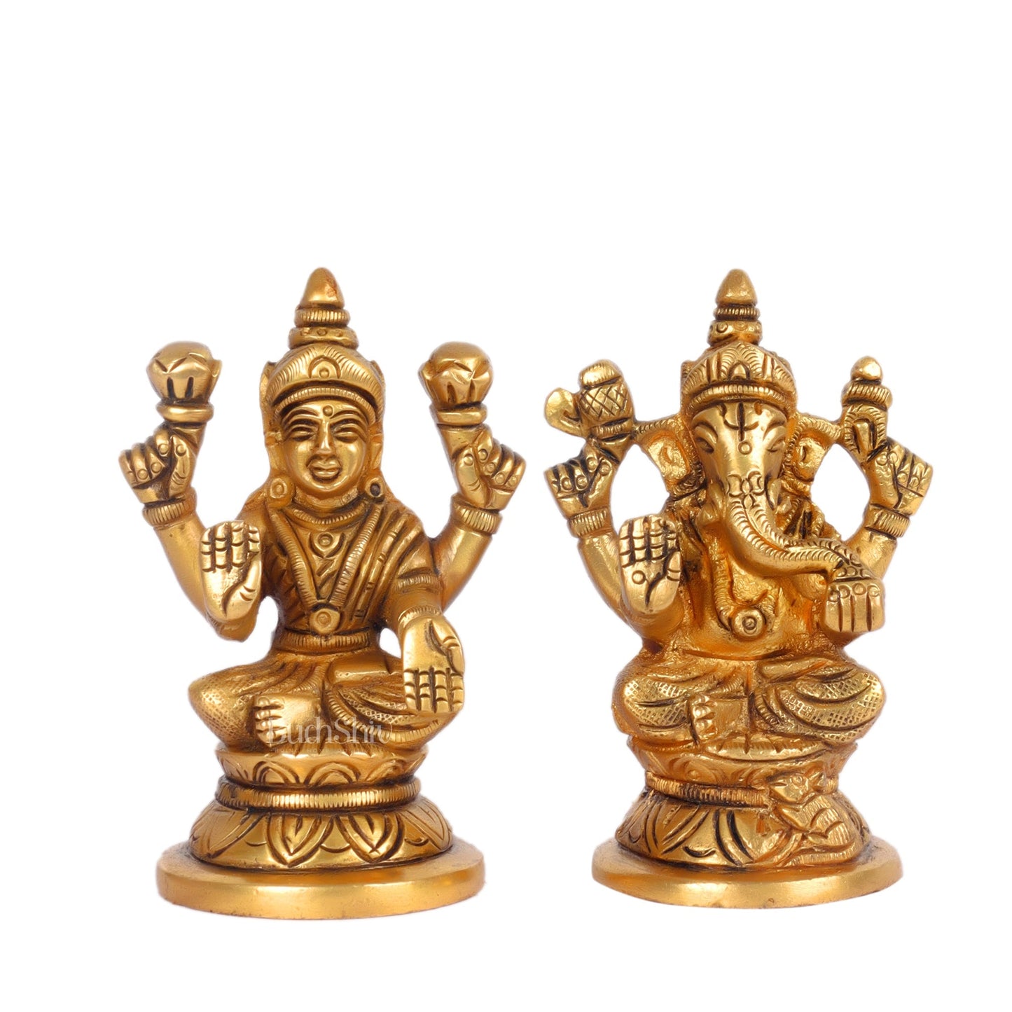 Superfine Brass Ganesha and Lakshmi Idols for Home Temples