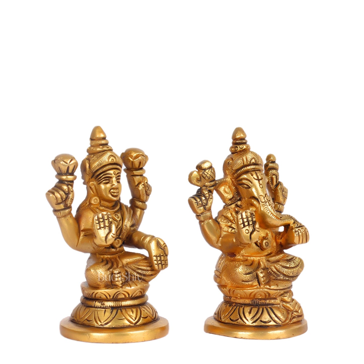 Superfine Brass Ganesha and Lakshmi Idols for Home Temples